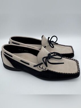 Arche Moccasin Loafers Two Tone Cream Black Leather Women EU 39 US 8